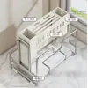 Almacenamiento de Cuchillos Portapalillos Tabla de Cortar Integrada Jaula para Palillos Montada en Pared Portacuchillos de Cocina Tabla de Cortar Estante de Colocación de Tabla de Cortar