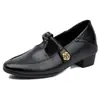 Sapatos de salto baixo femininos Mary Janes com bico redondo, tira em T, estilo francês, para o dia a dia, corte baixo, sapatos de salto único estilo retro old money