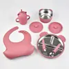 Amazon Bol Infantil de Acero Inoxidable y Silicona con Compartimento de Ventosa Juego de Vaso de Agua de Acero Inoxidable y Silicona y Cuchara para Comida de Bebé