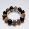 [Amor Leve] Pulseira de Cristal Super Sete Preto Dourado Natural Feminina Mais Fácil de Combinar Pulseira Clareadora Lua Cinzenta Atacado