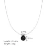 Ballena Lluvia Metal Ágata Negro 10mm Accesorios de Montaje de Perlas Cadena de Clavícula Collar de Acero de Titanio XL692