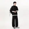 Traje Deportivo para Hombre 2025 Otoño Juventud Manga Larga Cuello Alto Bloques de Color Elástico Sudadera Moda Masculina Ropa Casual Moda Transfronteriza Ropa Casual