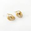 Aretes de Círculo de Metal Chapado en Cobre Retro Europeo y Americano con Oro Real e Incrustaciones de Zircón Colorido de Calidad