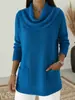 2025 Comercio Exterior Transfronterizo Sitio Independiente de Ropa para Mujer Amazon Otoño e Invierno Nuevo Suéter de Color Sólido con Bolsillo y Manga Larga