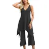 Venta Caliente Transfronteriza 2026 Moda de Verano Casual Chaleco de Punto con Cuello en V Profundo Conjunto de Suéter y Pantalones Largos para Mujer Conjunto de Dos Piezas