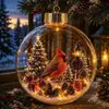 Enfeite de bola transparente luminoso de Natal transfronteiriço, bola de cristal 3D, decoração de cena de atmosfera festiva para árvore de Natal, enfeite para pendurar