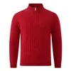 2026 Nuevo Suéter de Punto para Hombre de Invierno con Media Cremallera, Punto Trenzado Vintage, Cuello Alto, Ropa de Punto, Talla Grande, Camiseta Básica Casual