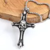 Haiteng joyería acero de titanio fundición estilo punk hip hop europeo y americano hombre acero inoxidable colgante cruz calavera