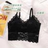 Sujetador push-up de látex con encaje sexy estilo francés para mujer, con espalda hermosa, diseño cruzado, ligero y antideslizamiento, con pecho pequeño