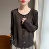 Cardigan Leve de Georgete com Gola Redonda e Botões para Mulheres, Fluido e Respirável, Proteção Solar Primavera/Verão, Emagrecedor, Suave, Versátil, Blusa de Manga Longa
