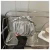 Bolso de mano para mujer, color sólido, plisado, 2025, gran capacidad, moderno, a la moda, casual, con cadena, color sólido, bolso de hombro cruzado