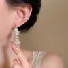 Aretes de Borlas de Flores Azules Estilo Bohemio Aretes para Vacaciones de Primavera y Verano Clip para Oreja Mori Aretes para Rostro Cuadrado Redondo para Mujer