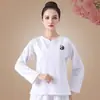 Traje de Tai Chi Primavera e Outono Novo Estilo Chinês Conjunto Rima Antiga China Meia-Idade e Idosos Roupas de Prática de Dança de Verão Algodão Puro