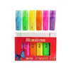 Marcador de Destaque 6 Cores Grande Capacidade Específico para Estudantes Marcador Cor Chave Caneta Marcadora Mini Caneta para Diário Ponta Chanfrada Atacado