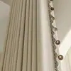 Nuevas Cortinas de Chenilla Doble Cara 2026 con Patrón Jacquard en Color Crema Maillard, Estilo Moderno Minimalista Francés Ligero para Sala de Estar