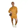 Mm2144 Suministro Transfronterizo Otoño e Invierno Falda Corta para Mujer Sudadera Casual Holgada Corta de Color Sólido