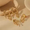 Pendientes populares de celebridades de internet de Europa y Estados Unidos, pendientes de acero inoxidable chapado en oro de 18k con diseño de gotas de agua líquidas, pendientes que no se decoloran, venta al por mayor