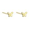 Aguja de Plata 925 Oro de 14K Arete de Mariposa Arete Elegante Versátil Mini Agujeros para las Orejas Diseño Nicho Aretes Japoneses y Coreanos Regalo para Mujeres
