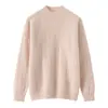 Suéter de Cashmere Gola Alta Meia Espessura para Mulheres, Suéter de Malha Pulôver, Novo Estilo Outono e Inverno 2025, Suéter de Lã Solto, Camada Base