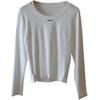 [Bizheng 2025 primavera novo T-shirt feminino coreano slim manga longa cor sólida básico casaco 3306]