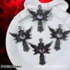 Accesorios de Estilo Oscuro Estilo Europeo y Americano Mariposa Negra Pistola Cruz de Rosa Colgante Pulsera de Cuentas DIY Collar