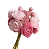 Flores de Lótus Artificiais Transfronteiriças para Decoração de Sala de Estar Interna e Mesa de Jantar, Ornamentos de Arte de Flor de Chá, Flores Artificiais para Atacado