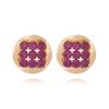 ZA aretes redondos de aleación con diamantes de diseño retro, moda europea y americana, aretes de textura cóncava-convexa, nuevos aretes transfronterizos para mujer