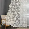 Cortina Transparente Folha de Lótus Edição Completa Jacquard Renda Tela de Janela Sala de Estar Quarto Varanda Cortina de Gaze Tela de Janela Transparente à Luz Cortina Pronta