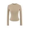Camiseta de Jacquard con Hilos de Chica Caliente de Manga Larga para Mujer Nueva 2025 Slim Ajustada Sexy Versátil Cuello Redondo Camiseta Básica Top