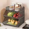 Estante de Almacenamiento de Verduras para Encimera de Cocina Cesta de Verduras de Mesa Estante para Platos sobre Estufa Cesta de Almacenamiento de Frutas y Verduras Multicapa