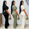 C7835 Transfronterizo 2026 Nuevo Moda Femenina Estilo Europeo y Americano Cuello Solapa Retorcido Top Corto y Pantalones Casuales de Pierna Ancha Conjunto