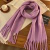 Bufanda de Mohair de Color Sólido con Atmósfera para Mujer en Otoño e Invierno Estilo Coreano Cálida Espesa Bufanda Blanca Shawl Versátil para Estudiante