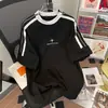 Camiseta de manga corta para hombre, marca de moda americana de alta calle de verano, diseño único, nicho, con cremallera, resistente, camiseta de manga media de corte holgado