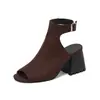 Nuevas Sandalias Británicas de Ante con Boca de Pez, Hebilla, Sandalias Romanas, Sandalias de Tacón Alto 32-43 Zapatos de Comercio Exterior