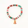 Joyería Transfronteriza Europea y Americana Navidad Pulsera de Cuentas de Arcilla Polimérica Suave Regalo Pulsera de Papá Noel Pulsera de Contraste de Color Festivo