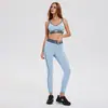 Nuevo Estilo Transfronterizo Elástico Fitness Moda Ropa de Yoga Conjunto de Dos Piezas con Almohadilla para el Pecho para Mujer Pilates Deportes Conjunto de Ropa de Yoga