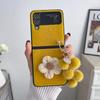 Adecuado para Samsung ZFlip5 pantalla plegable funda de felpa de flores zflip4 otoño e invierno funda peluda pulsera carcasa dura resistente a caídas