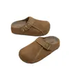 Zapatos Birkenstock de Cuero Genuino Súper Suaves con Suela Gruesa para Mujer 2026 Otoño Nuevos Mocasines Personas Perezosas Zapatos Individuales Punta Cerrada Medias Zapatillas