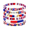 Pulsera de Arcilla Suave de Venta Caliente Transfronteriza para el Día de la Independencia de EE. UU. con Colgante de Bandera Americana de Aleación Pulsera Personalizada