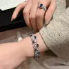 Pulsera con Hebilla de Patchwork Ovalada de Zirconia Nueva Europea y Americana Pulsera de Lujo Ligero con Sensación de Alta Gama Joyería de Mano de Trabajo Pesado de Moda Versátil