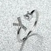 Anillo con Letra de Oro Rosa Nuevo de Amazon Transfronterizo Anillo Abierto con Diamante Blanco Joyería de Mano Anillo Único Personalizado Venta al por Mayor