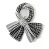 Bufanda de Cachemir a Cuadros para Otoño e Invierno para Mujer, Tejida Estilo Coreano Versátil Protector de Cuello Cálido, Bufanda Pequeña Cruzada con Bloques de Color