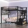 Litera de Hierro, Cama Infantil, Apartamento Pequeño, Cama Superior y Mesa Inferior, Cama Individual, Cama de Adulto, Cama a Media Altura, Ahorradora de Espacio, Multifuncional