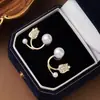 Pendientes de botón de flor de tulipán de celebridad de Internet más vendidos, dulces, de moda, con sentido de alta gama, pendientes de perlas, temperamento retro, pendientes simples