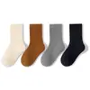 Calcetines Gruesos Cálidos de Invierno para Niños, Calcetines de Caña Media Lisos Unisex, Calcetines para Niños de Doble Aguja, Calcetines para Estudiantes, Calcetines de Algodón