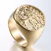 Anillo Redondo de Acero Inoxidable Estilo Punk con Planta Retro Europeo y Americano Anillo de Acero de Titanio con Chapado en Oro Negro Árbol de la Vida Personalizado