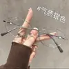 Gafas de oro rosa para mujer con miopía, profesionales, se pueden equipar con lentes graduados, montura ovalada pequeña, realza el cutis sin maquillaje