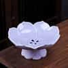 Cerámica China Flor de Loto Plato Alto para Frutas Plato para Bocadillos de Té Plato para Pasteles Bandeja para Frutas Frutas Secas Plato de Postre Creativo para el Hogar