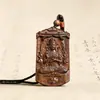 Pingente de Madeira de Águila "Sem Preocupações" Amuleto com Oito Divindades Guardiãs, Ornamento de Madeira de Imitação de Madeira de Águila Esculpido dos Dois Lados, Artesanato de Madeira Feito à Mão