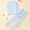 Conjunto de Roupa Térmica Infantil Sem Costura 100% Algodão para Outono e Inverno, Camada Base de Algodão Espessa e Macia para Meninos e Meninas